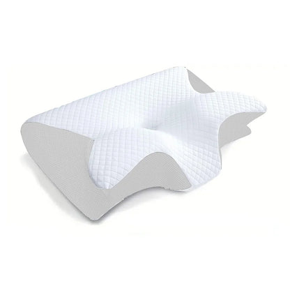 1pc 2-in-1 Ergonomic Memory Foam Cervical Pillow – Orthopedic Contour Neck Support White