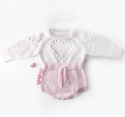 Spring Baby Clothes Girls Romper Autumn Long Sleeve Baby Girl Knit Hollow Out Rompers Baby Jumpsuit Baby Clothes 82093 Pink