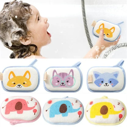 Soft Cartoon Baby Bath Sponge – Gentle, Non-Irritating Cleaning Brush for Kids, Toddlers, Newborns & Adults