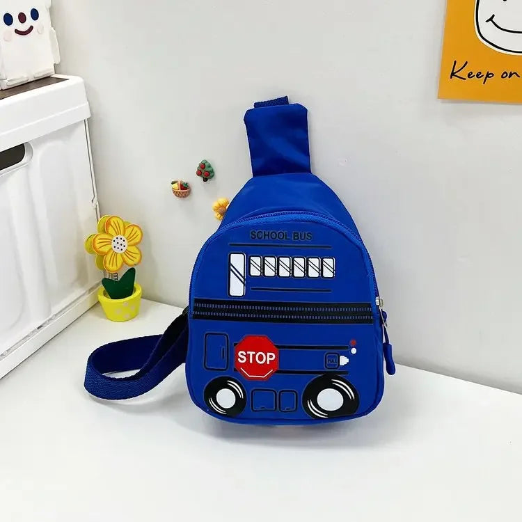 Cute Cartoon Car Children's Chest Bag Little Boy Handsome Messenger Bags Baby Go Out Backpack Trendy Girls Baby Kids Waist Bag Blue