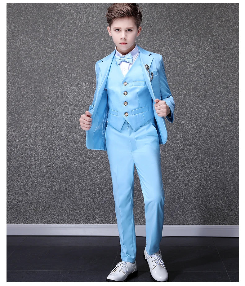 Children's Sky Blue Formal Suit - Flower Boys Wedding Tuxedo for Evening Parties, Graduations, and Special Events