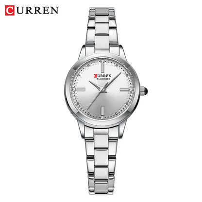 CURREN Original Quartz Watch for Women | Fashionable & Elegant Stainless Steel Waterproof Ladies Wristwatch silver