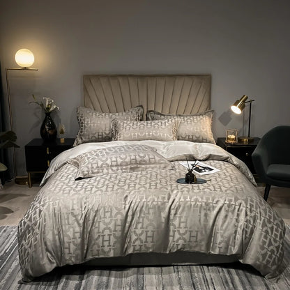 2024 new silk bed set with geometric patterns, washable, cool, machine washable. Gray 200x230cm