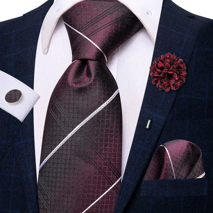 Paisley Pink Necktie With Brooch Silk Elegent Wedding Tie For Men Handky Cufflink Fashion Business Party Hi-Tie Designer N-3760-XH-0056