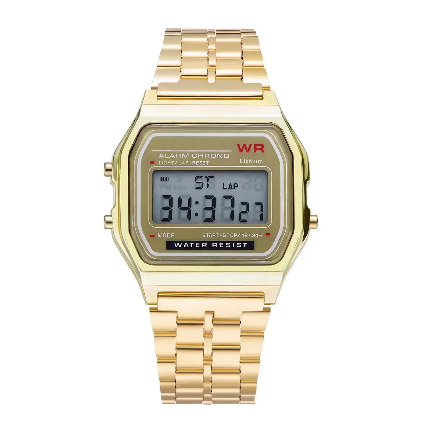 Luxury F91W Military Stainless Steel Band Watch | Waterproof Retro Digital Sports Watch for Men & Women 01-gold