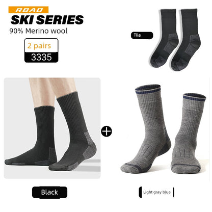 Merino Outdoor Skiing Mountain Climbing Knee Socks Wool Socks 3335 black + light gray blue (90% merino wool)