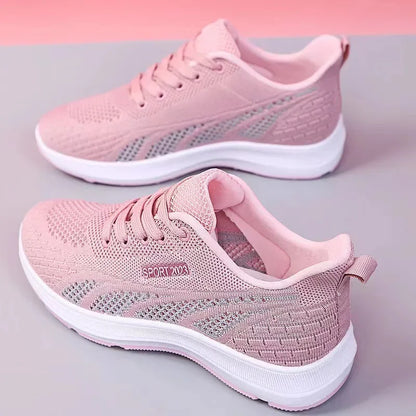 Lightweight Women's Sneakers | Breathable Mesh Air Cushion Shoes | Comfortable Lace-Up Outdoor Training Shoes Pink women shoes