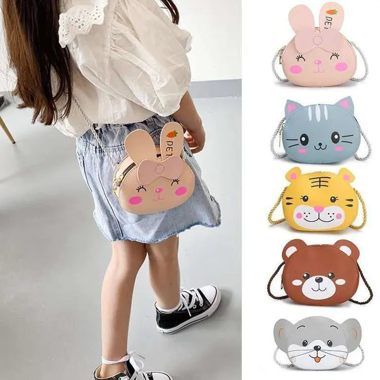 2022 Kids Baby Girls Boys PU Messenger Bag Cartoon Animal Bag Cute Rabbit Snap Shoulder Bag Children's Coin Purse