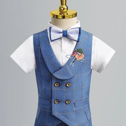 Child's Formal Vest Suit Set | Boys' Summer & Autumn Wedding Outfit | First Birthday & Performance Costume | Kids' Waistcoat & Shorts Clothing