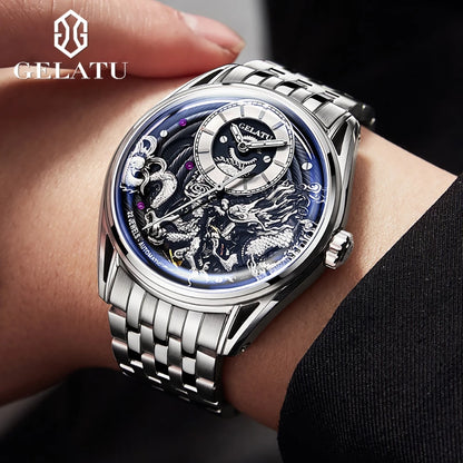 GELATU 6018 Men's Dragon Mechanical Watch Sapphire Luxury Brand