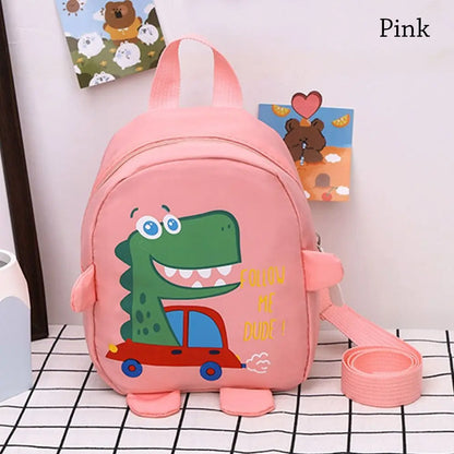 Boys Girls Cartoon Dinosaur Safety Harness Anti-lost Backpacks School Bags Toddler Rucksack Kindergarten Schoolbag pink