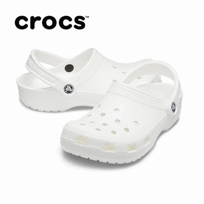 Original Crocs Classic Series Waterproof Sandals – Non-Slip, Breathable Summer Beach & Casual Slippers White