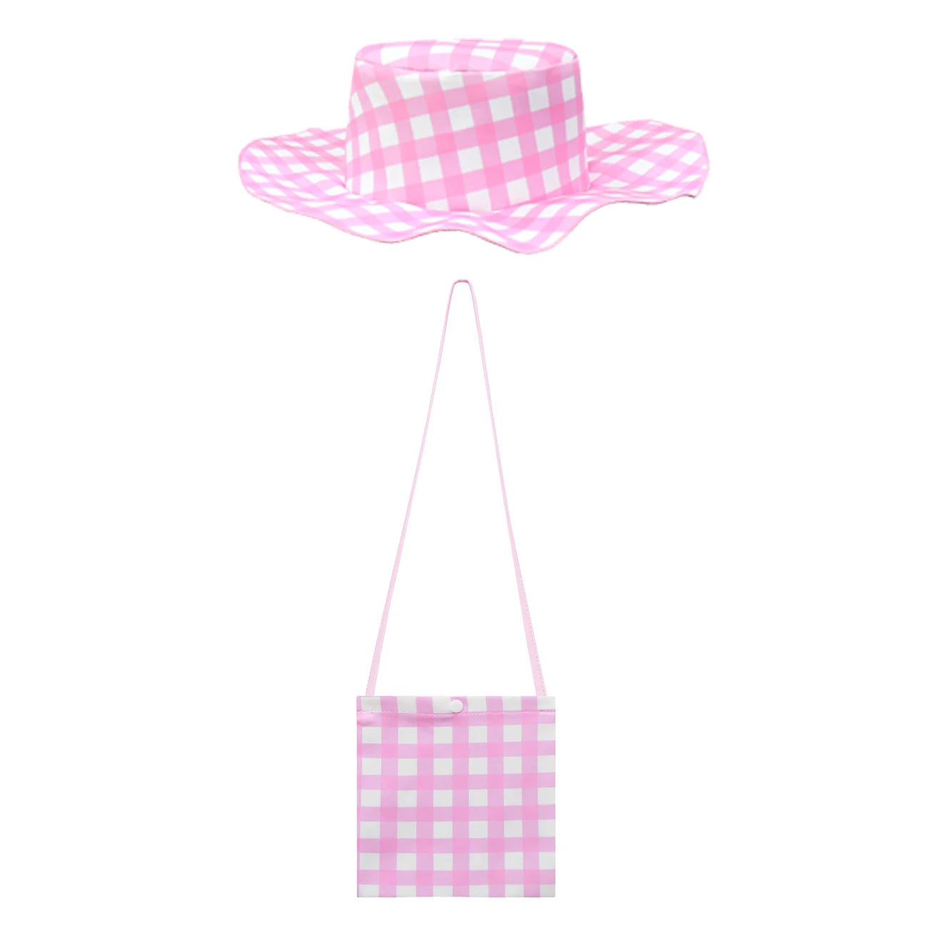 Kidswant Pink Plaid Sleeveless Princess Sundress | Summer Casual A-Line Dress for Girls | Children's Party & Casual Wear | 1-12Y Hat and Bag