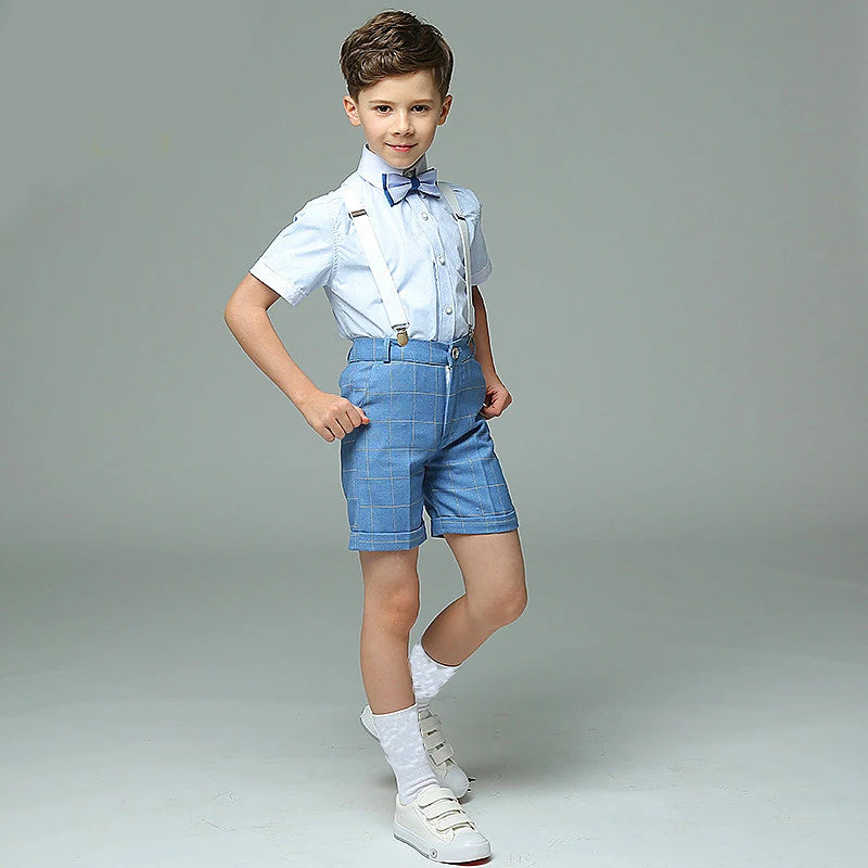 Boys' Formal Suit for Weddings: White Party Blazer, Pants, Baptism Outfit, and Teen Prom Tuxedo Set. shirt shorts bowtie