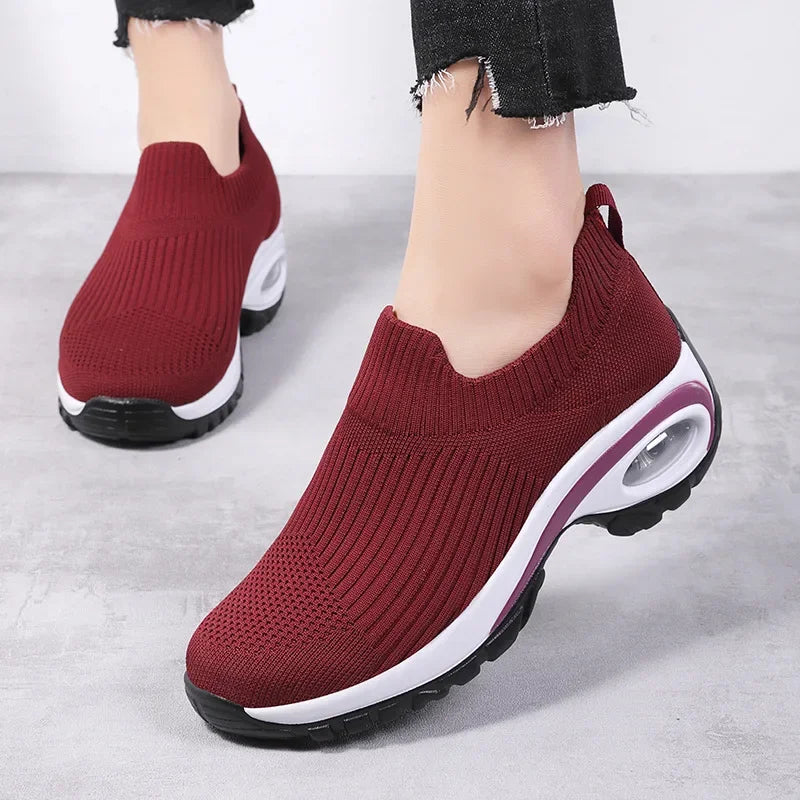 Women's Fashion Wedge Platform Sneakers - Casual Air Cushion Sport Shoes for Ladies