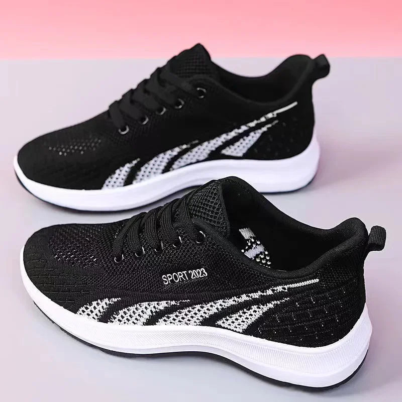 Lightweight Women's Sneakers | Breathable Mesh Air Cushion Shoes | Comfortable Lace-Up Outdoor Training Shoes Black women shoes