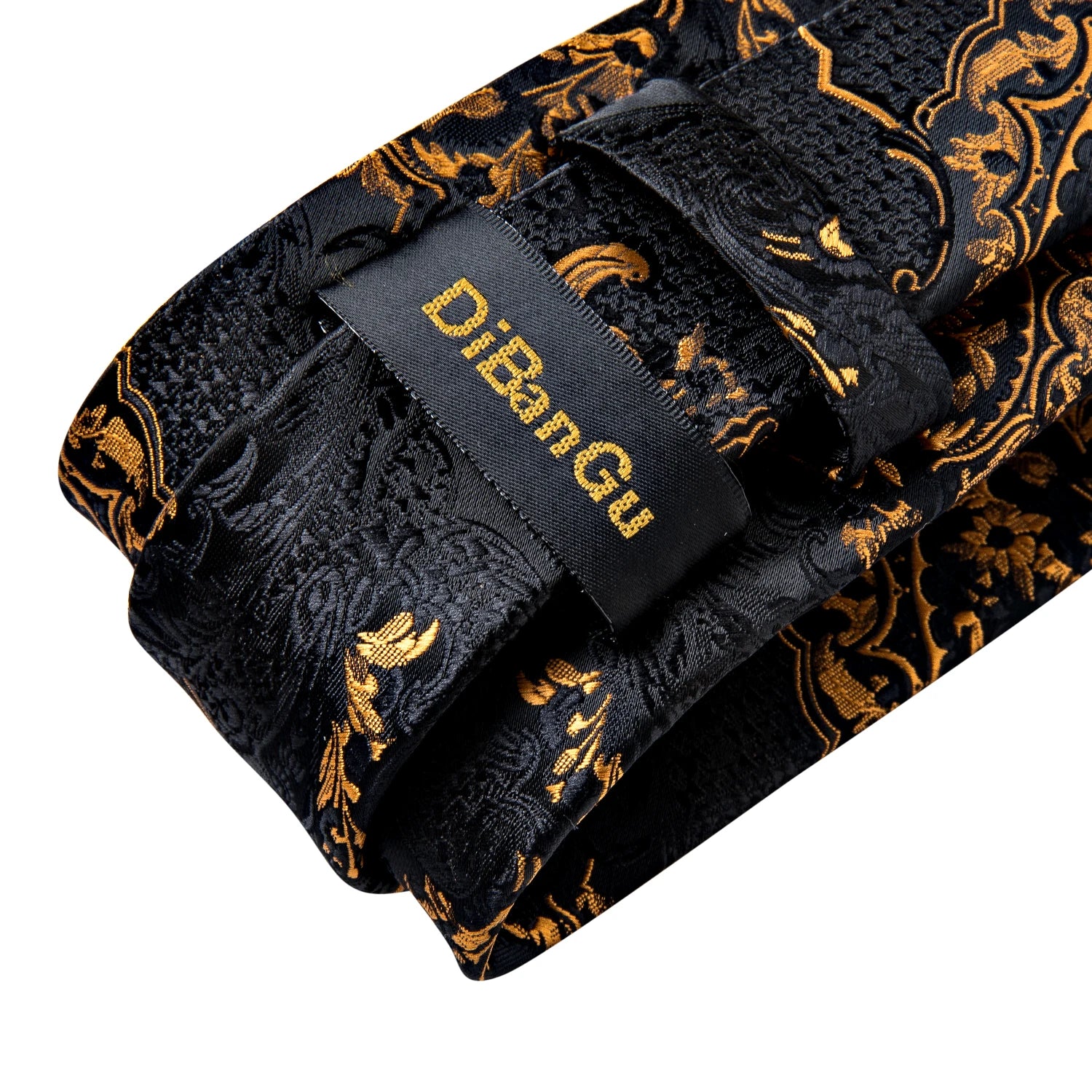 Luxury Black Gold Paisley Silk Ties For Men 8cm Men's Wedding Neck Tie Pocket Square Cufflinks Set Collar Pin Men's Gift