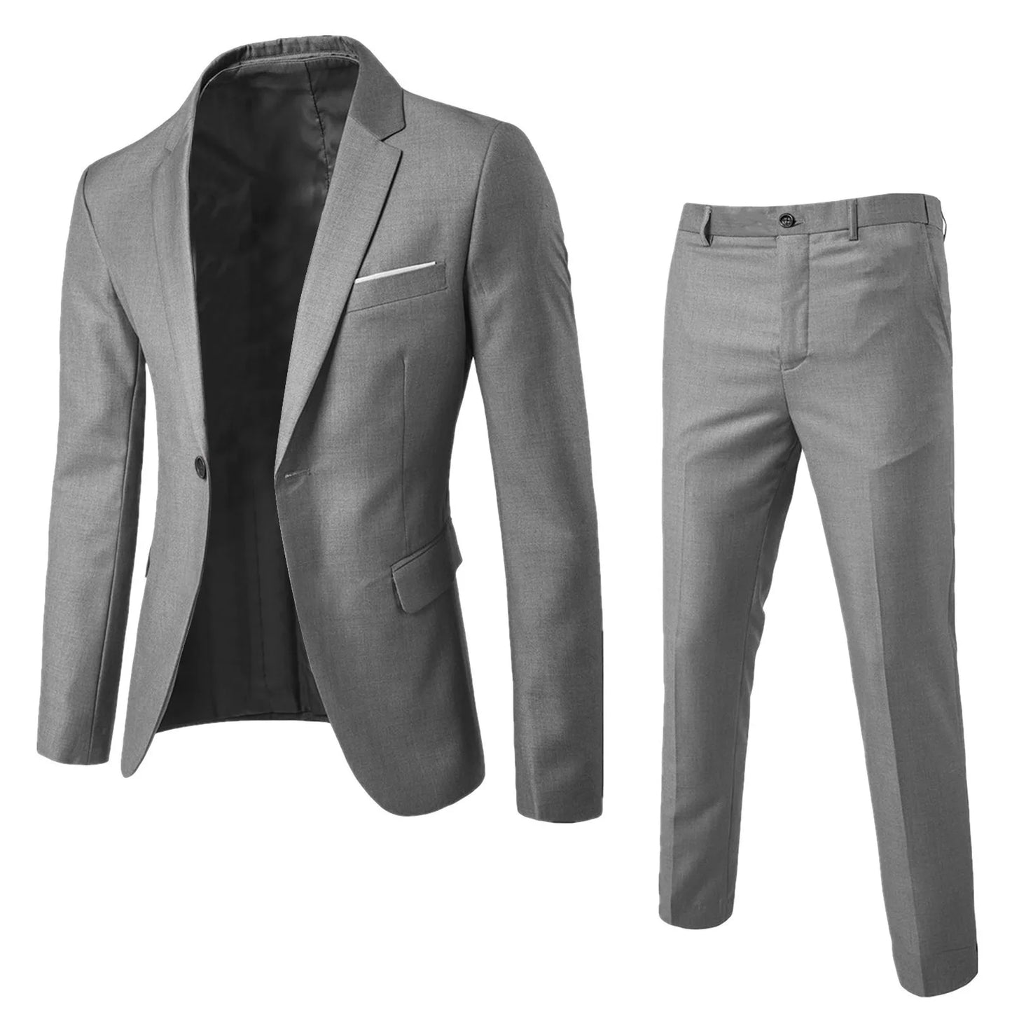 Men's Wedding Suit Elegant Blazer Pant Set Grey United States