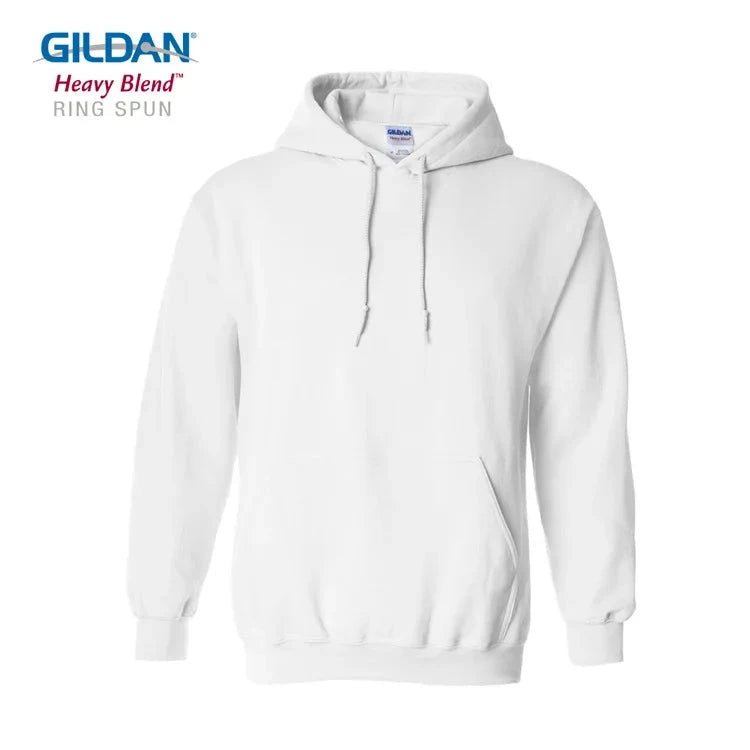 Gildan Men's Casual Fleece Pullover Hoodie – Hip Hop Sportswear, High-Quality Fashion Hoodie WHITE