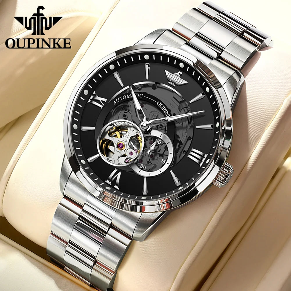 OUPINKE Men's Automatic Watch Japan Movement Waterproof Wristwatch Silver Black United States