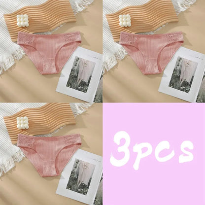 3pcs Solid Color Women's Sexy 100% Cotton Panties Women's Triangle Pants Women's Close Fitting Clothing Women's Underwear S34-3fense CHINA | 3pcs