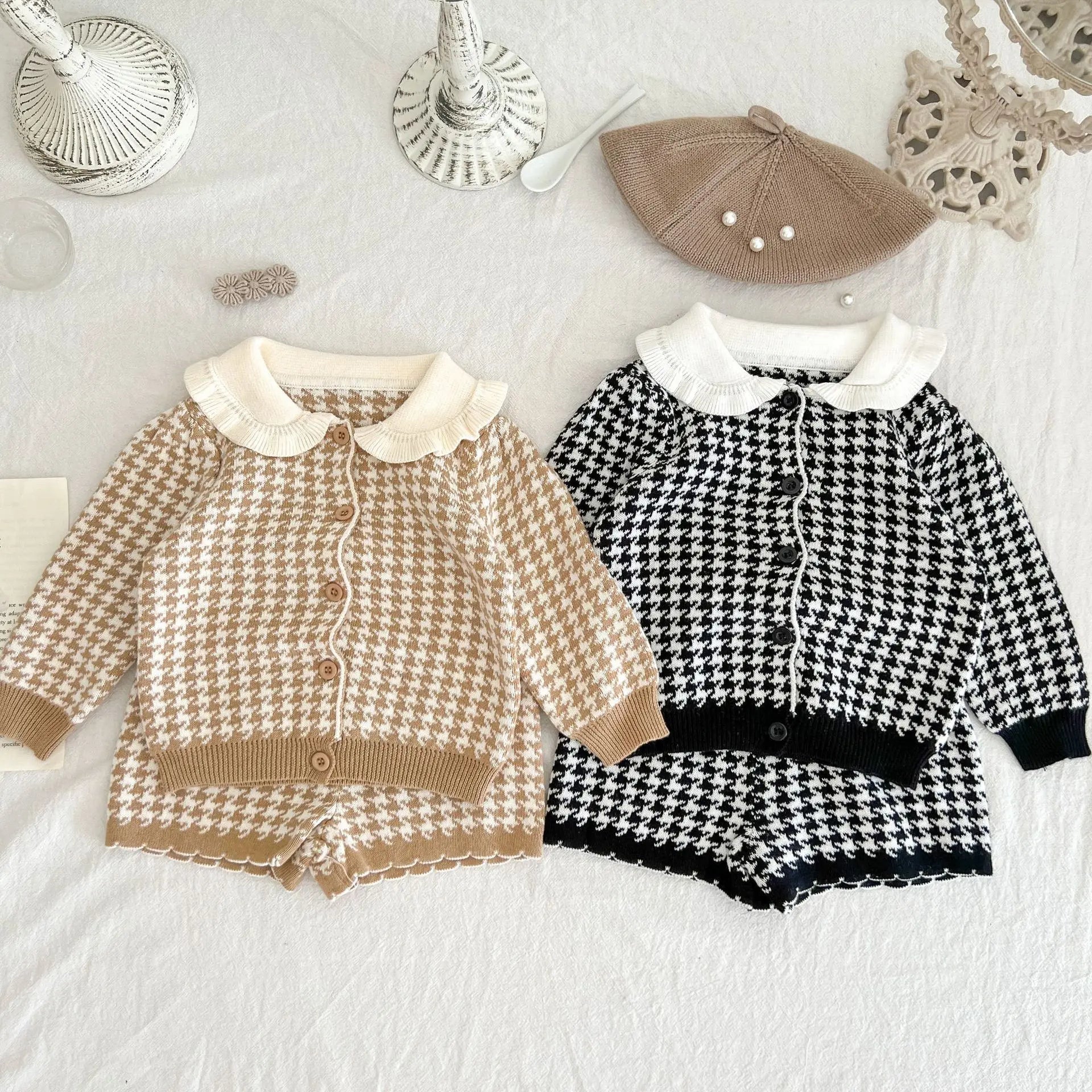 Spring And Autumn Newborn Infant Baby Boys And Girls Princess Overcoat + Shorts Lapel Cardigan Suit Kids Fashion Baby Clothing