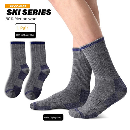 Merino Outdoor Skiing Mountain Climbing Knee Socks Wool Socks 3335 light gray Blue (90% Merino Wool) 1 90% wool M(35-38)