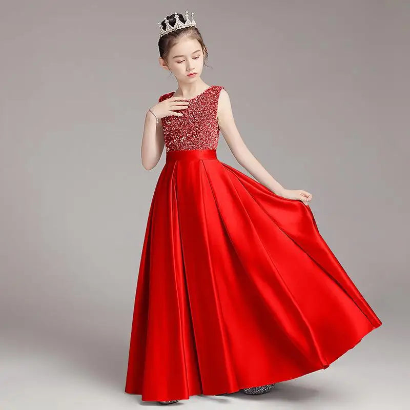 2024 Baby Girls Piano Competition Costume | Princess Evening & Birthday Party Dresses | Children's Fashion Gifts Red