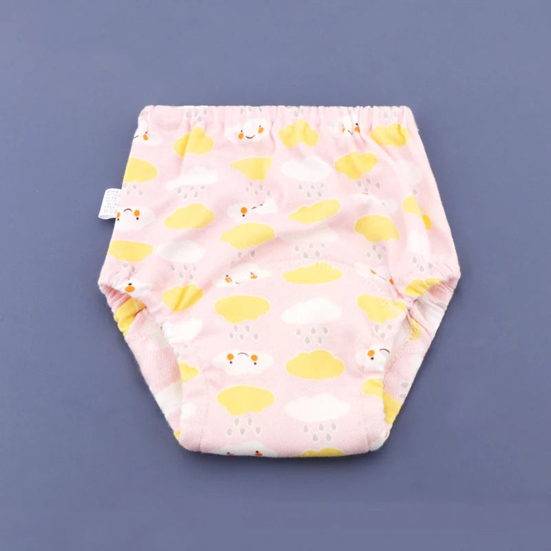 Reusable Waterproof Baby Training Pants - Soft Cotton for Gentle Potty Training Pink Clouds