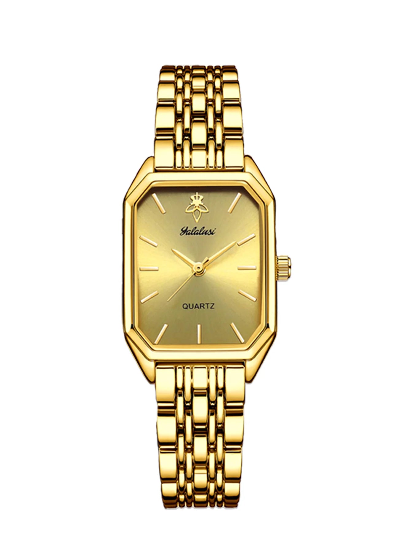 YaLaLuSi Women's Gold-Plated Quartz Watch - Water-Resistant, Butterfly Clasp, Gift Box Included Gold