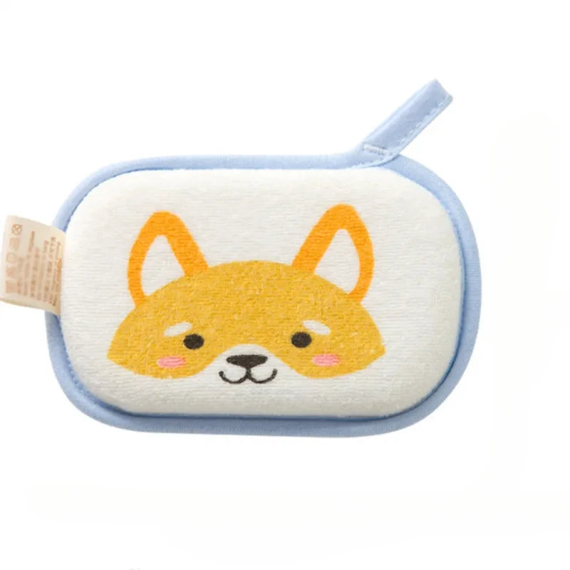 Soft Cartoon Baby Bath Sponge – Gentle, Non-Irritating Cleaning Brush for Kids, Toddlers, Newborns & Adults Yellow dog