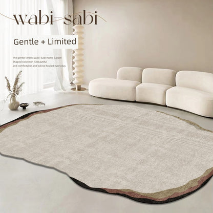 Special-Shaped Ruffle Asymmetrical Carpet | Bedroom & Living Room | Washable, Erasable, Loop Velvet Design Gwen -16951 180*250cm (suitable for small and medium-sized living room)