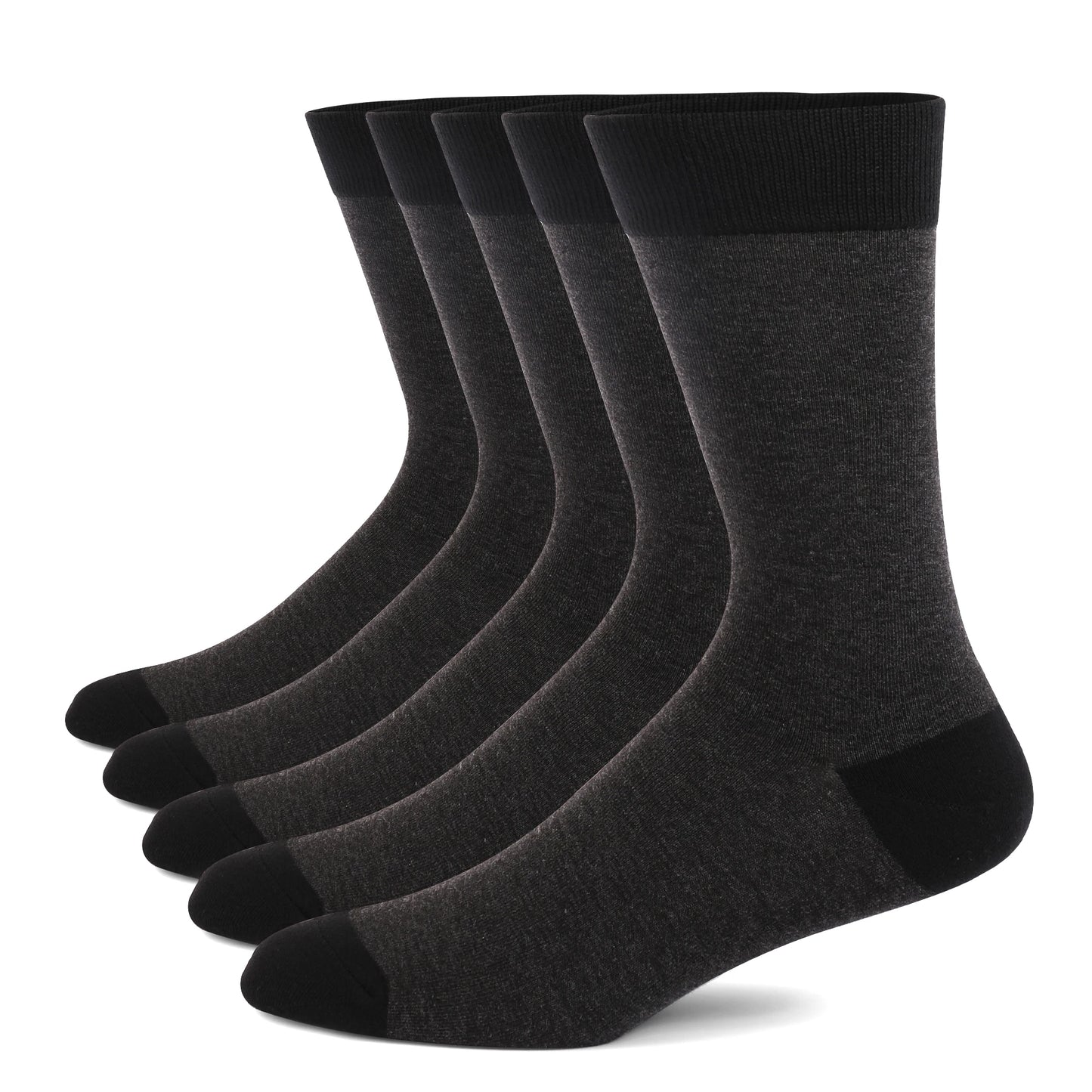 5 Pairs Men's Plus Size Striped Dress Socks – Combed Cotton, Breathable Crew Socks JC113-6 EUR(41-48)