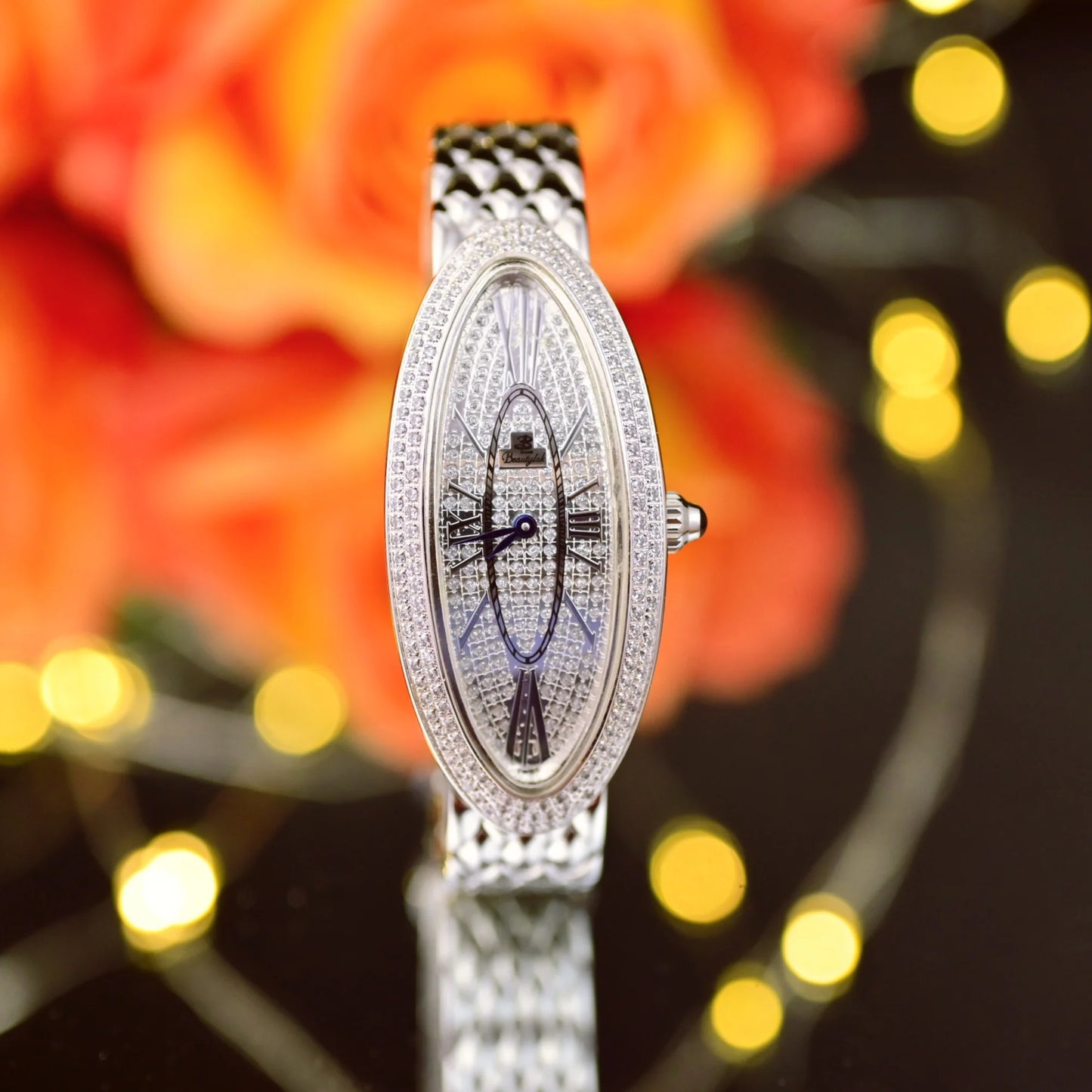 High-Quality Swiss Movement Luxury Watch - 2024 Vintage Style with Inlaid Diamonds Silver