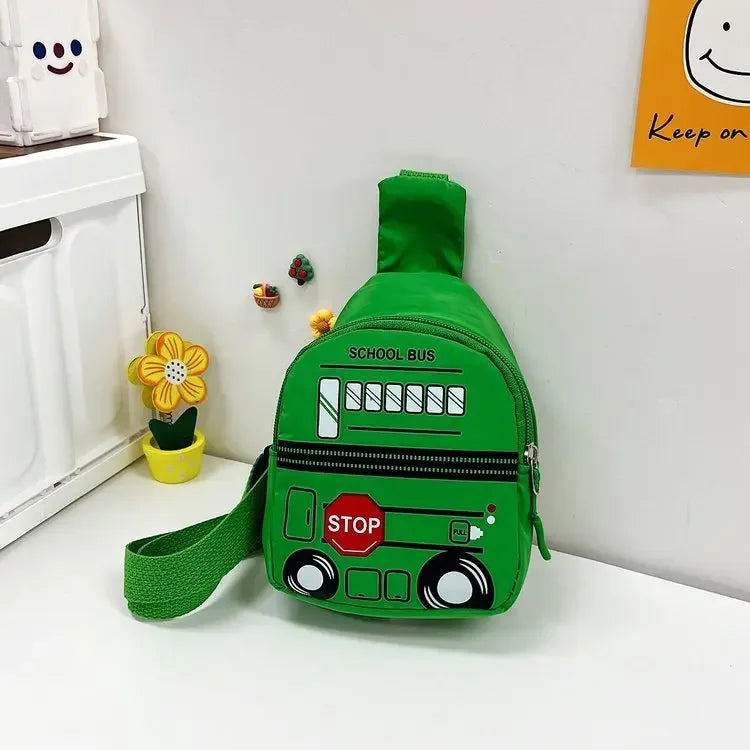 Cute Cartoon Car Children's Chest Bag Little Boy Handsome Messenger Bags Baby Go Out Backpack Trendy Girls Baby Kids Waist Bag green