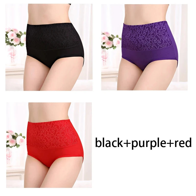 L-5XL Female Underwear Postpartum Recovery Briefs for Ladies High Waist Panties for Women Sexy Lingeries Plus Size 3Pcs/Lot NK81-BK-PU-RE