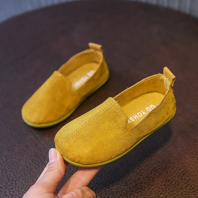 Children's Candy Color Casual Slip-On Loafers - Lightweight Leather Moccasins for Boys & Girls