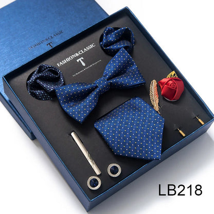 Men's Tie Set Luxury Gift Box Silk Tie Necktie Set 8pcs Inside Packing Festive Present Cravat Pocket Squares Holiday Gift Men LB218