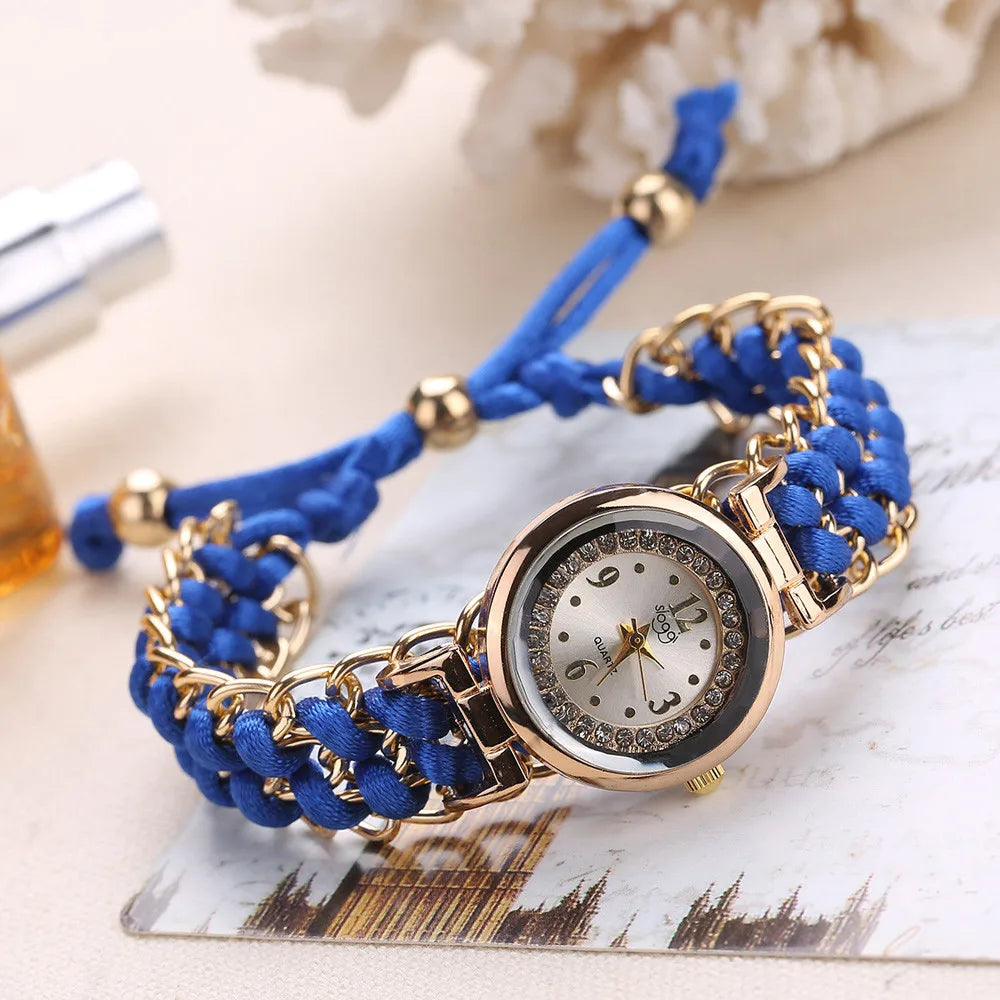 Women’s Knitting Rope Chain Quartz Wristwatch | Fashionable Simple Analog Watch with Sapphire Crystal