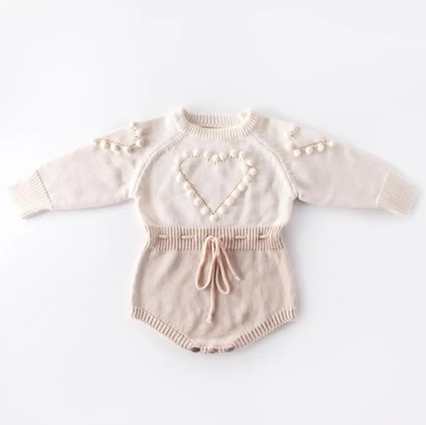 Spring Baby Clothes Girls Romper Autumn Long Sleeve Baby Girl Knit Hollow Out Rompers Baby Jumpsuit Baby Clothes 82093 Beige