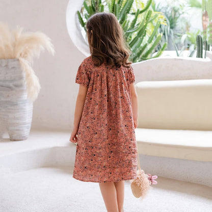 6M To 18Y Kids Baby Girls Teen Summer Dress Women Midi Dress Children Clothing Fashion Sisters Floral Baby Romper, #7001