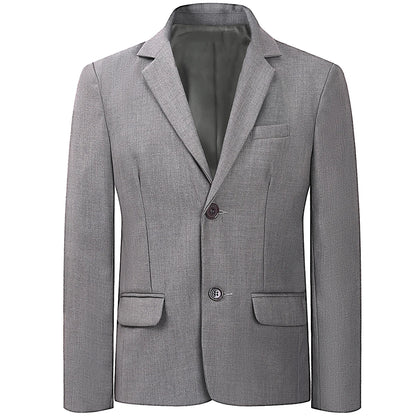 Boys' Formal Blazer Set | Kids' Wedding & Party Suit | Solid Jacket for Spring & Autumn | Children’s Gentleman Birthday Performance Outfit Grey