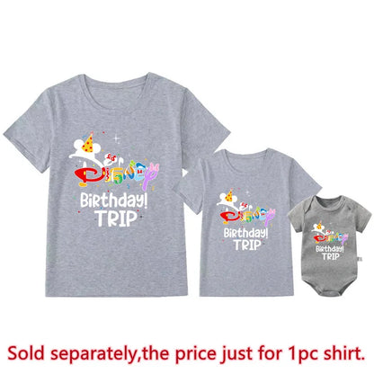 Disney Birthday Family Matching Shirts | Cotton Dad, Mom, Kids Tees & Baby Rompers | Funny Family Outfits for Special Occasions