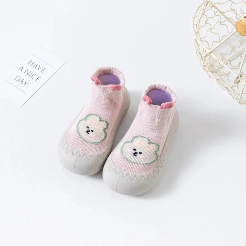 2024 New Rubber Sole Non-Slip Newborn Toddler Shoes Children's Socks Baby Indoor Shoes Cute pink-tuzi