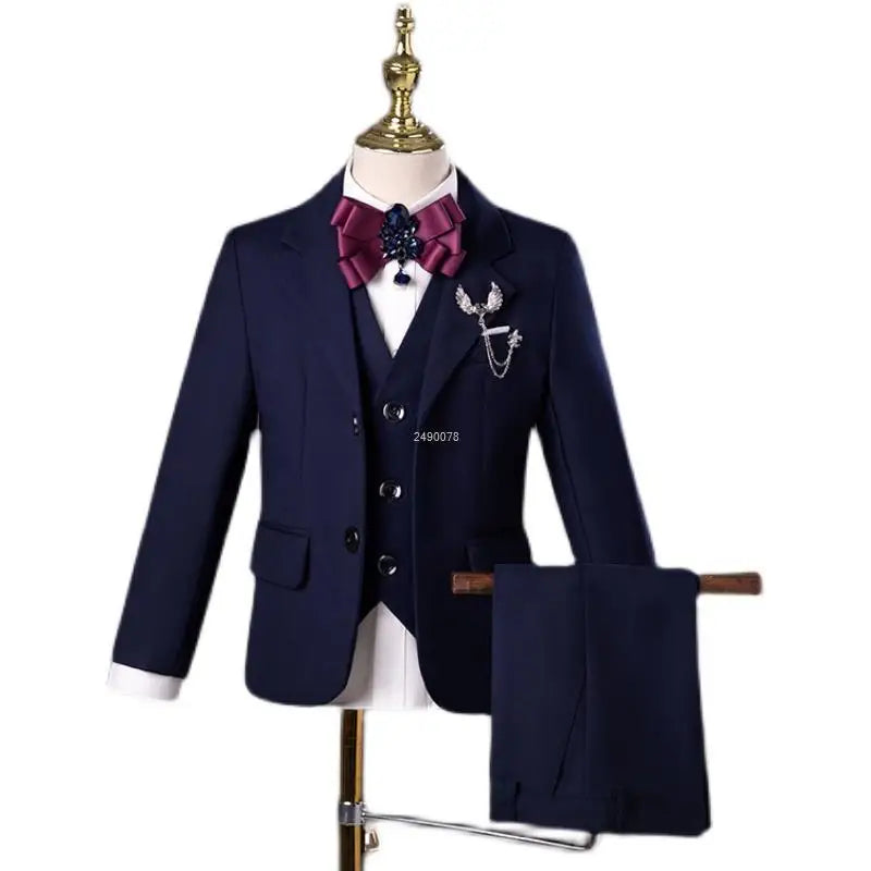 Flower Boys Navy Blue Wedding Suit | Kids Formal Tuxedo Set for Photographs, Birthdays, and Graduation