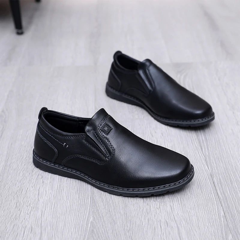 Children's Black Leather School Shoes - Cowhide Spring & Autumn Breathable British Style Shoes for Boys & Girls