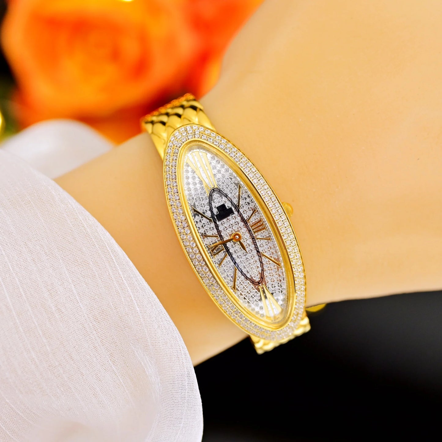 High-Quality Swiss Movement Luxury Watch - 2024 Vintage Style with Inlaid Diamonds