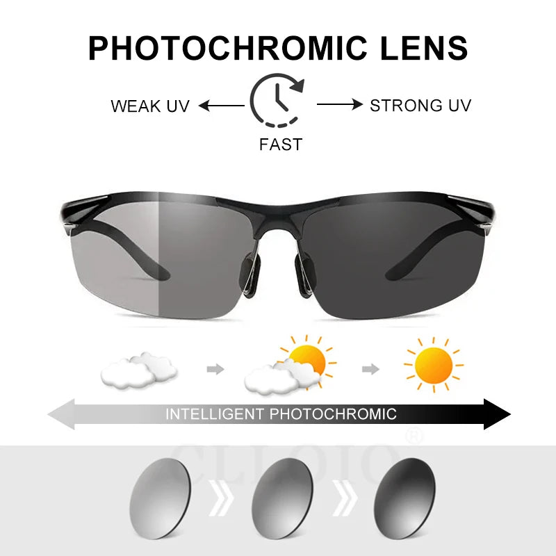 CLLOIO Polarized Photochromic Sunglasses for Men - Anti-Glare UV400 Driving & Fishing Glasses