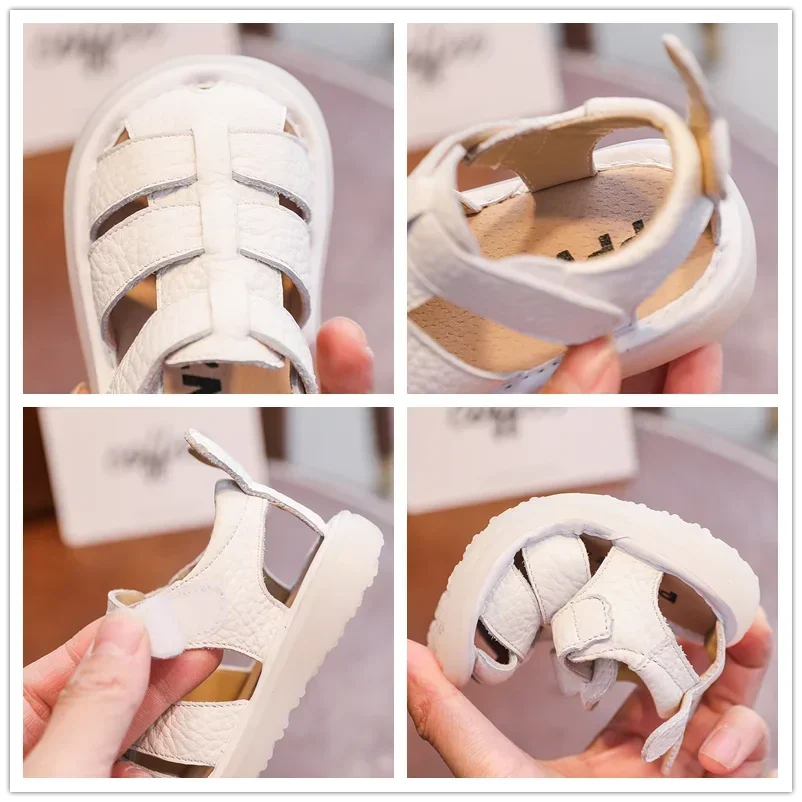 Summer Baby Girls Boys Sandals Infant Toddler Shoes Genuine Leather Soft Bottom Kids Children Beach Sandals Size 14-23