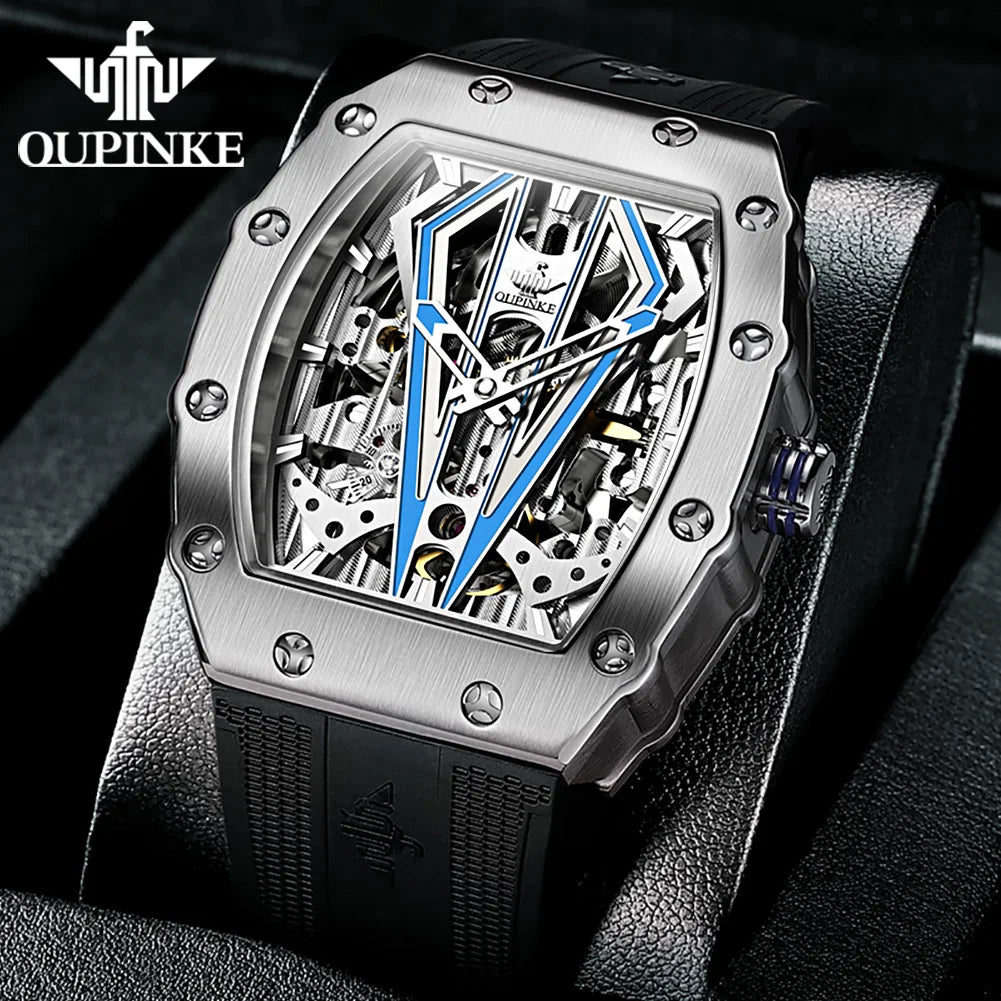 OUPINKE Men's Skeleton Automatic Watch 50m Waterproof Sapphire.